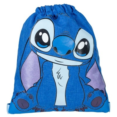 Mochila saco azul com estampa do personagem Stitch