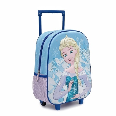 Mala de viagem infantil azul com personagem e motivos de inverno