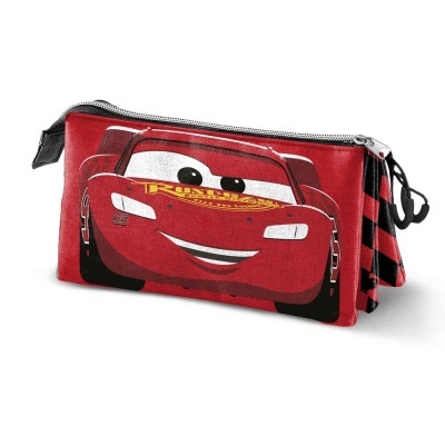 Estojo vermelho com personagem Lightning McQueen e fecho metálico
