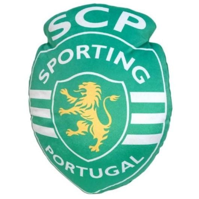 Almofada em forma do emblema do Sporting Portugal com leão amarelo
