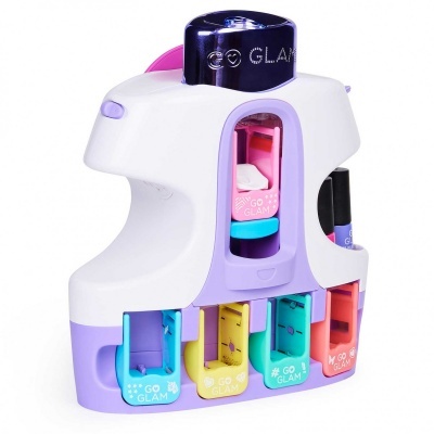 dispositivo de maquilhagem de plástico colorido com vários compartimentos e texto #GO GLAM