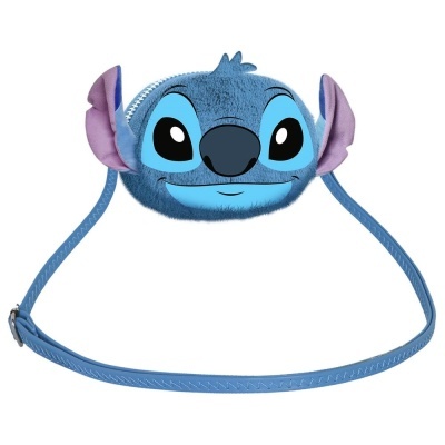 Bolsa azul com rosto de Stitch e orellas roxas