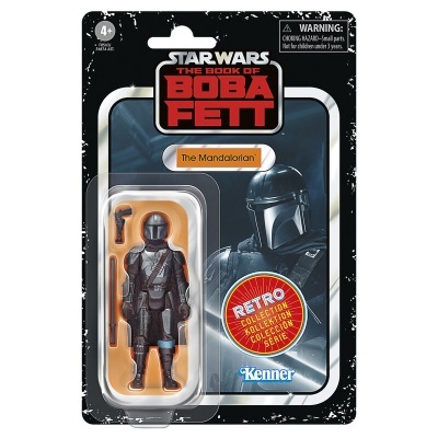 Figura de ação Star Wars The Mandalorian em embalagem retro