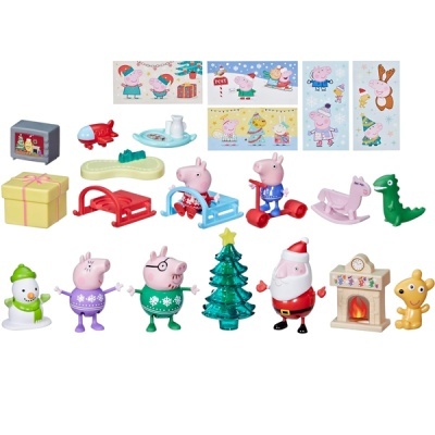 Miniaturas de Natal da Peppa Pig com personagens, árvore, lareira e acessórios em plástico colorido
