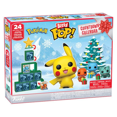 Caixa de calendário do advento Pokémon Bitty Pop! com figuras de Pikachu e outros personagens