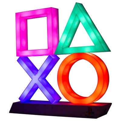 Lâmpada decorativa dos ícones PlayStation coloridos iluminados