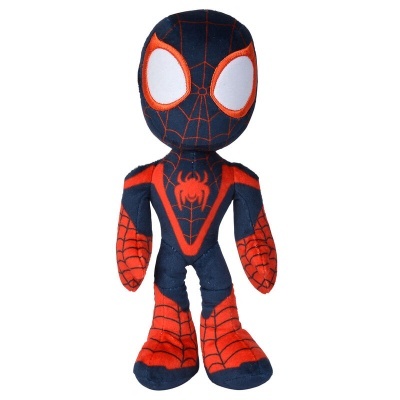 Boneco de peluche do Homem-Aranha com padrão de teia vermelho e azul escuro