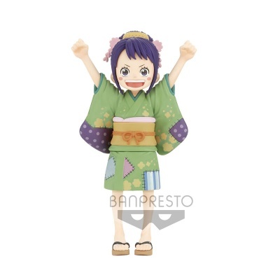 Figura colecionável Banpresto personagem animado com quimono verde e sandálias