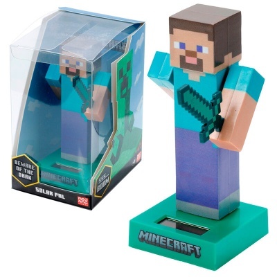 Figura de ação Minecraft com base solar e caixa transparente