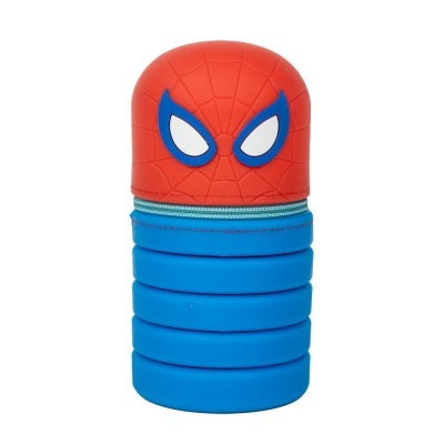 Estojo escolar Spider-Man vermelho e azul em silicone com olhos destacados na tampa