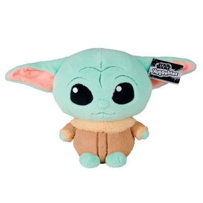 Pelúcia Star Wars Huggables Baby Yoda verde e castanha com orelhas grandes e cabeçuda