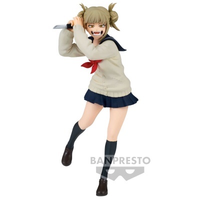 Figura colecionável anime com uniforme escolar segurando faca