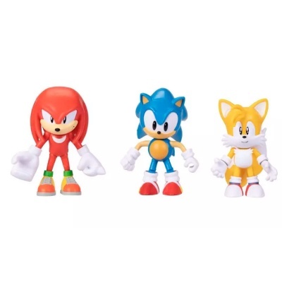 Bonecos colecionáveis de Sonic, Knuckles e Tails em plástico colorido