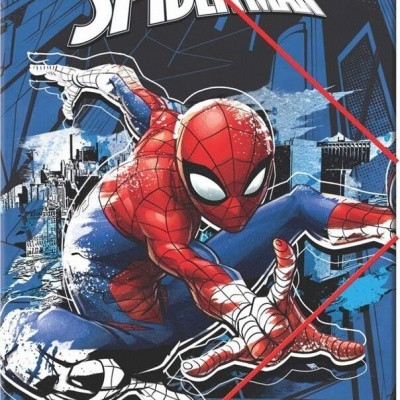 Caderno com capa ilustrada de Spider-Man em azul e vermelho com texto Marvel Spider-Man