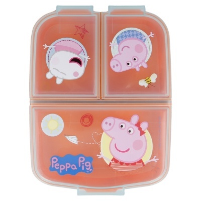 Caixa de plástico cor-de-rosa com personagens Peppa Pig