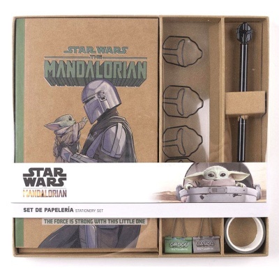 Conjunto de papelaria Star Wars The Mandalorian com caderno e acessórios em embalagem de cartão