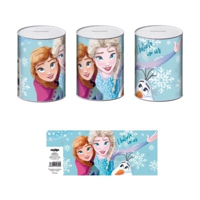 Mealheiro cilíndrico com personagens Frozen e flocos de neve