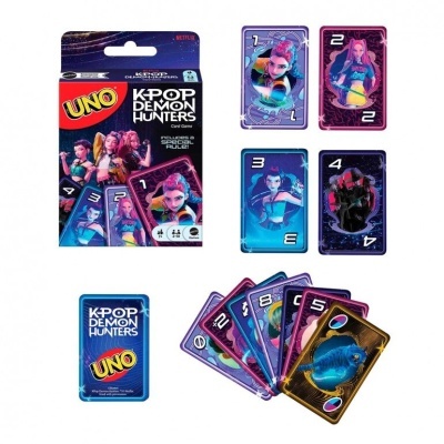 Pacote, cartas e baralho do jogo UNO KPOP DEMON HUNTERS