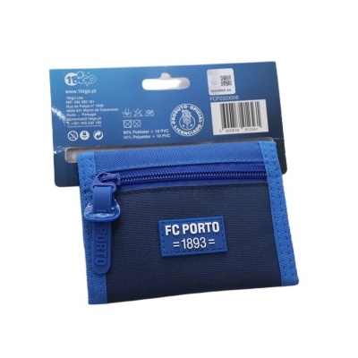 Carteira FC Porto azul e azul escuro com fecho de correr