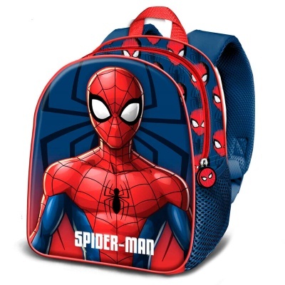 Mochila infantil Spider-Man em vermelho e azul com fecho de correr e alças acolchoadas azuis
