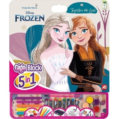 Conjunto de material artístico Disney Frozen com lápis, pincéis e tintas em embalagem colorida