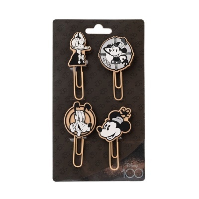 Conjunto de clips de papel Disney 100 com figuras em preto e branco