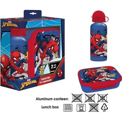 Conjunto de Almoço Spider-Man com cantil e lancheira com imagens do personagem