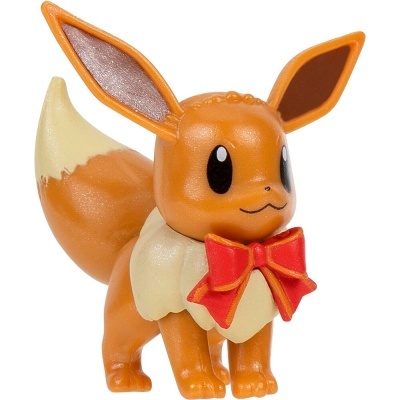 Figura de brinquedo do Pokémon Eevee com laço vermelho