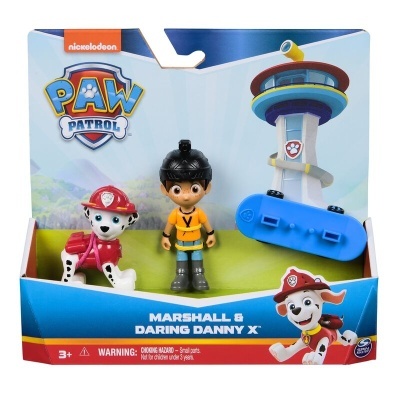 Figuras de ação PAW Patrol Marshall e Daring Danny X em embalagem colorida