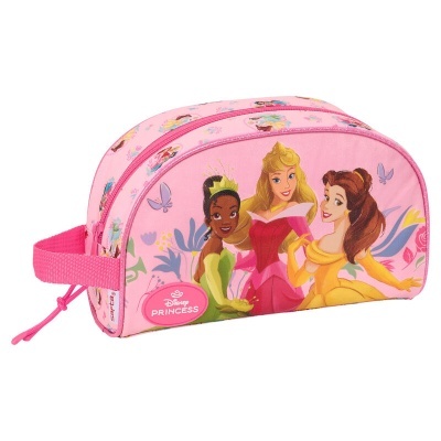 Estojo de pena cor-de-rosa com Princesas Disney ilustradas