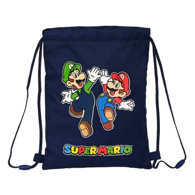 Mochila de cordão azul escuro com estampa de Super Mario