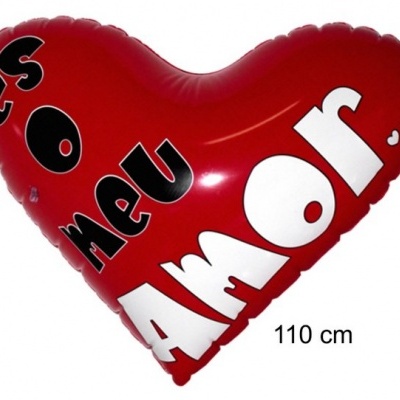 balão vermelho em forma de coração com texto 