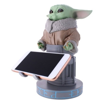 Suporte telemóvel Baby Yoda em plástico com base azul