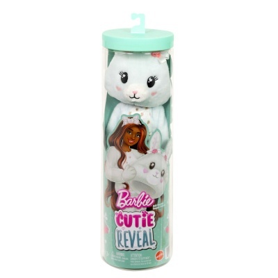 Brinquedo Barbie Cutie Reveal com ursinho branco em embalagem transparente