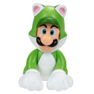 Figura de personagem em fato verde e branco com grandes luvas brancas