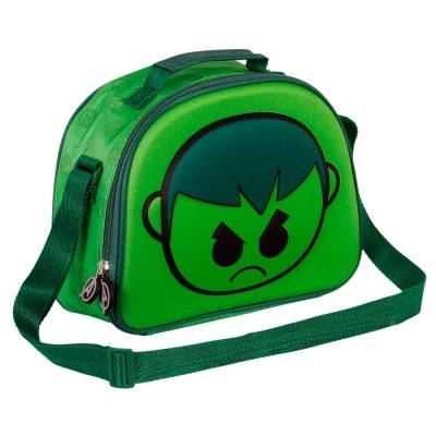Bolsa verde com rosto zangado desenhado frontalmente