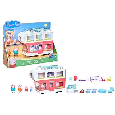 Brinquedo Peppa Pig autocaravana com figuras e acessórios coloridos