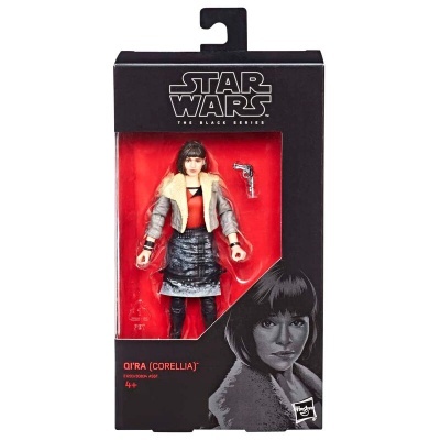 Figura Star Wars The Black Series QIRA (Corellia) em embalagem com janela preta e vermelha