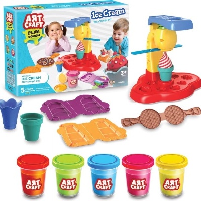 Conjunto de massa modelar Art Craft Ice Cream com moldes e máquina de sorvete de plástico colorida
