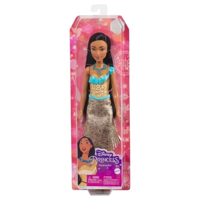 Boneca Disney Princess Pocahontas em embalagem rosa e roxa