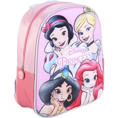 mochila rosa infantil com princesas Disney