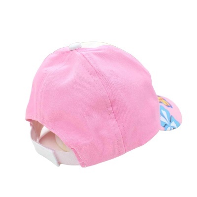Boné rosa com aba colorida vista de trás