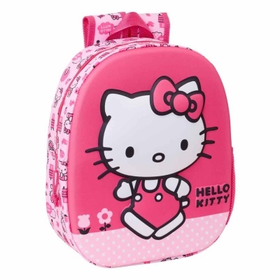 Mochila rosa com estampa Hello Kitty e texto Hello Kitty
