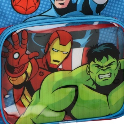Mochila infantil com personagens de super-heróis Marvel Iron Man e Hulk