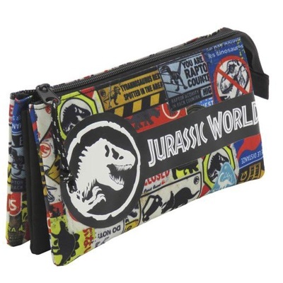 Estojo escolar JURASSIC WORLD com estampado colorido e fecho