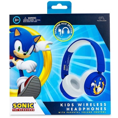 Pacote de auscultadores wireless para crianças com imagem do Sonic the Hedgehog