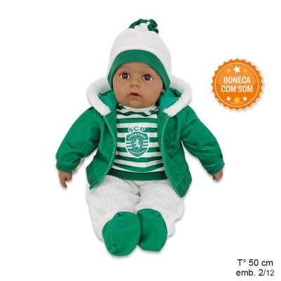 Boneca com roupa verde e branca SCP com selo BONECA COM SOM