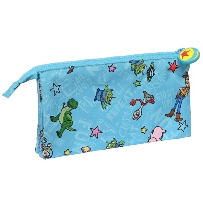Estojo azul Toy Story com estampados de personagens e fecho de correr Pixar
