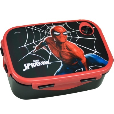 Marmita Homem-Aranha com tampa preta e bordo vermelho