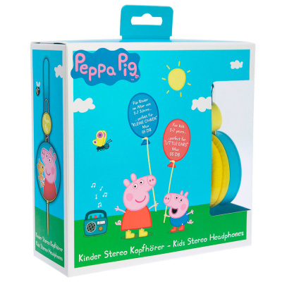 Caixa de auscultadores estéreo para crianças Peppa Pig com ilustrações coloridas